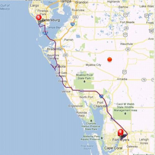 Karte der Route – Von St. Pete Beach nach Fort Myers